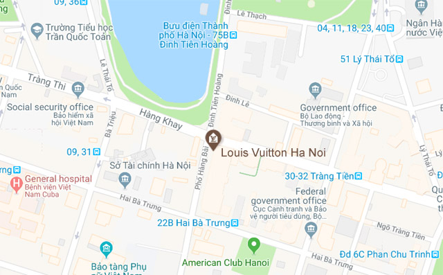 Sơ đồ đường đi cửa hàng LV chính hãng tại Hà Nội