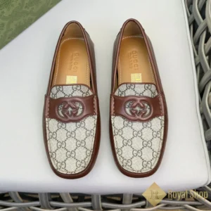 Giày lười Gucci nam đế bệt Interlocking G Driver Brown 730148 AAB7Z 2343