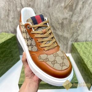 Trên tay Giày Gucci nam sneaker GG Trainer Brown GC082904