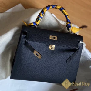 Form Túi xách nữ Hermes Kelly 25cm màu đen Noir 89