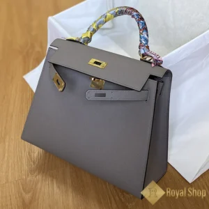 Góc nghiêng Túi xách nữ Hermes Kelly 28cm màu xám