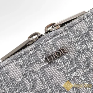 Logo Túi nam Dior đeo chéo Zipped Pouch màu xám DR22412-1