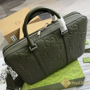 Tay cầm Túi công sở nam Gucci Jumbo GG briefcase màu xanh lá GC658573