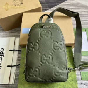 Túi nam Gucci Jumbo GG crossbody màu xanh lá GC766937