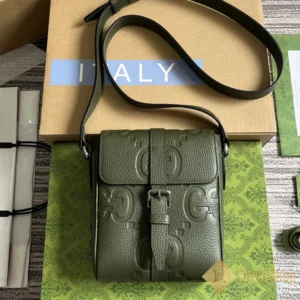 Túi nam Gucci Jumbo GG small messenger màu xánh lá GC760235