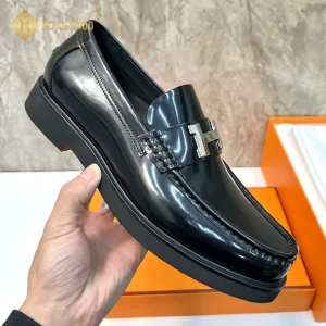 Cạnh Giày Hermes nam đế cao loafer màu đen HM100605D