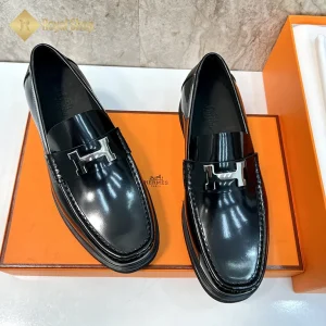 Form Giày Hermes nam đế cao loafer màu đen HM100605D