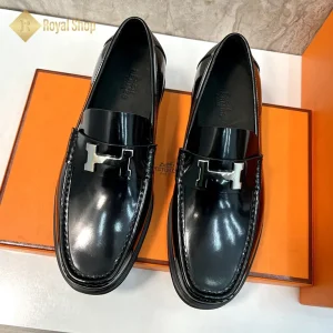 Giày Hermes nam đế cao loafer màu đen HM100605D