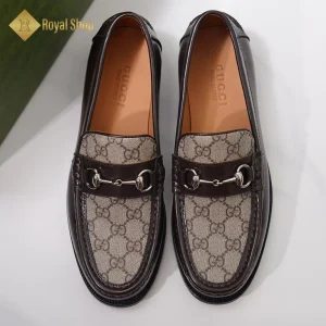 Giày lười Gucci nam đế cao loafer màu nâu GC100202D