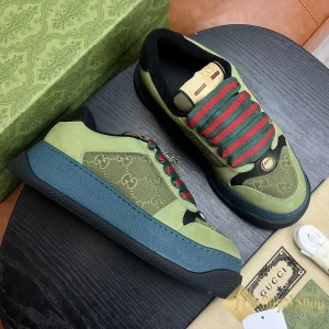 Góc nghiêng Giày Gucci nam sneaker Screener màu xanh lá 7F1838TV