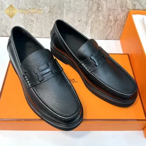 Góc nghiêng Giày Hermes nam đế cao loafer da taiga HM100607D