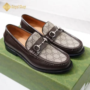 Góc nghiêng Giày lười Gucci nam đế cao loafer màu nâu GC100202D