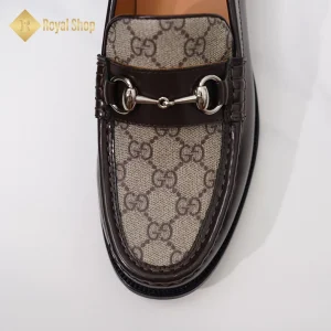 Mũi Giày lười Gucci nam đế cao loafer màu nâu GC100202D