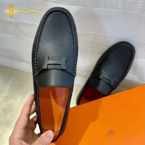 Trên tay Giày Hermes nam đế bệt da taiga H-590Q