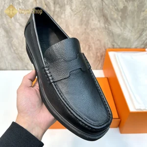 Trên tay Giày Hermes nam đế cao loafer da taiga HM100601D