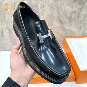 Trên tay Giày Hermes nam đế cao loafer màu đen HM100605D