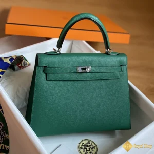 Túi nữ Hermes Kelly 25cm màu xanh lá U4 like auth