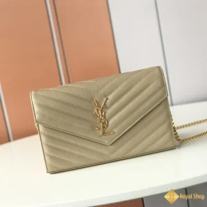 Túi nữ YSL Envelope Woc Grained Calfskin nâu khoá vàng 360452 đẹp