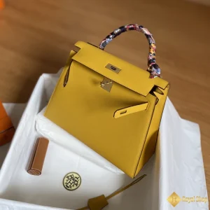 Túi xách Hermes nữ Kelly 28cm Jaune Amber 9D chính hãng