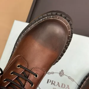 Giày boot Prada nam màu nâu thắt dây CKP4240 HCM