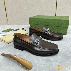 Giày loafer Gucci nam da bóng nâu CKG421102093