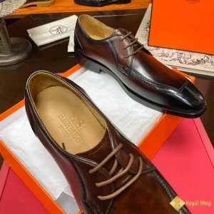 Giày tây Hermes nam cao cấp nâu đen CKH408 like auth