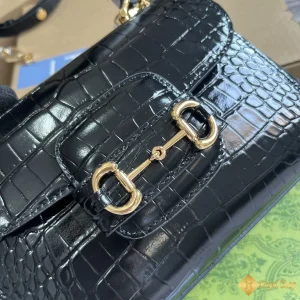 Túi Gucci nữ Horsebit 1955 mini dập vân cá sấu đen 703848 hot