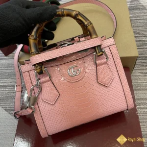 Túi nữ Gucci Diana mini tote dập vân cá sấu màu hồng 702732 mới