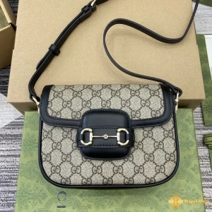 Túi nữ Gucci Horsebit 1955 mini shoulder viền đen 815205