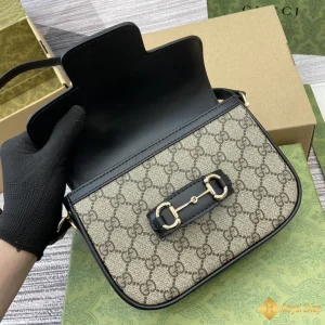 Túi nữ Gucci Horsebit 1955 mini shoulder viền đen 815205 được làm thủ công