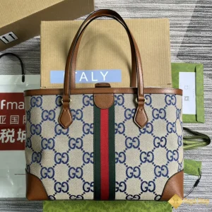 Túi xách nữ Gucci Ophidia Tote nâu, be 631685 cận cảnh