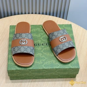 cận cảnh Dép Gucci nam canvas nâu canvas CKG4128