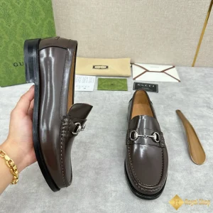 chất liệu Giày loafer Gucci nam da bóng nâu CKG421102093