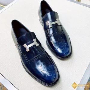 chất liệu Giày nam loafer Hermes xanh bóng CKH421