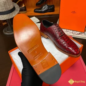 giá Giày tây Hermes nam da cá sấu thật màu đỏ tía CKH4014