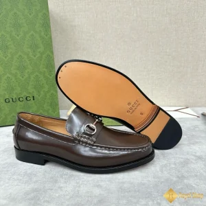 hình ảnh Giày loafer Gucci nam da bóng nâu CKG421102093