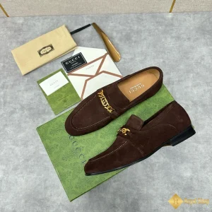 hình ảnh Giày loafer Gucci nam da lộn màu nâu CKGC240017