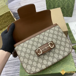 mẫu Túi nữ Gucci Horsebit 1955 small shoulder viền nâu 815178