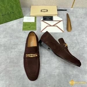 shop bán Giày loafer Gucci nam da lộn màu nâu CKGC240017