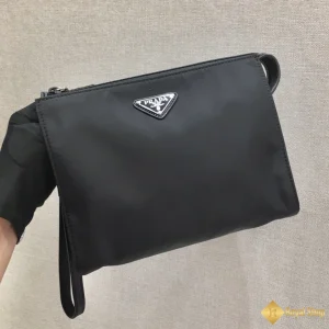 Túi Clutch Prada nam cầm tay da Re-Nylon và Saffiano màu đen 2NE789 siêu cấp