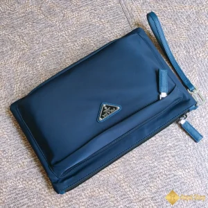 Túi Clutch Prada nam cầm tay da Saffiano màu xanh đậm 2NE007 like auth