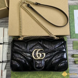 Túi Gucci nữ GG Marmont small shoulder đen bóng 443497