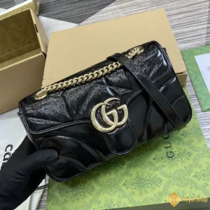 Túi Gucci nữ GG Marmont small shoulder đen bóng 443497 đẹp