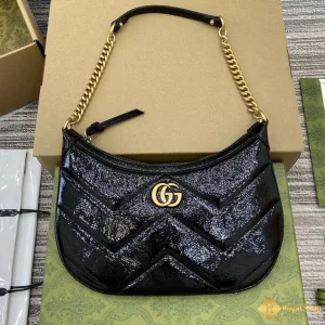 Túi nữ GG Marmont small shoulder đen bóng 777263