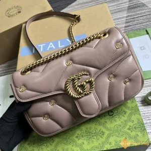 Túi nữ Gucci GG Marmont small shoulder hồng đất 443497 2024