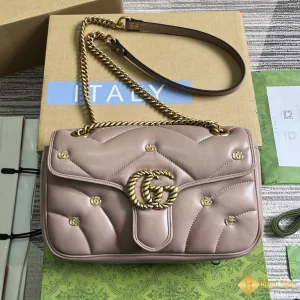 Túi nữ Gucci GG Marmont small shoulder hồng đất 443497