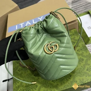 hình ảnh Túi nữ Gucci GG Marmont mini bucket màu xanh lá 575163