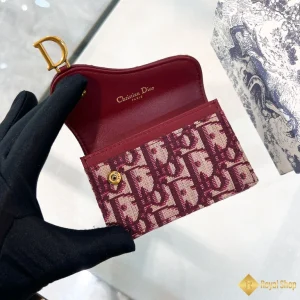 Ví Dior Saddle Bloom Card Holder màu đỏ tía S5611 2024