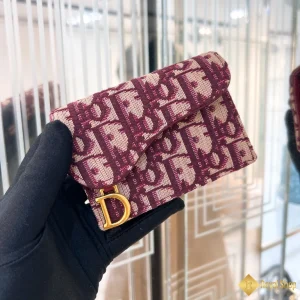 Ví Dior Saddle Bloom Card Holder màu đỏ tía S5611