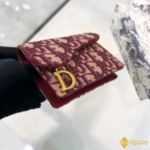 Ví Dior Saddle Bloom Card Holder màu đỏ tía S5611 chính hãng